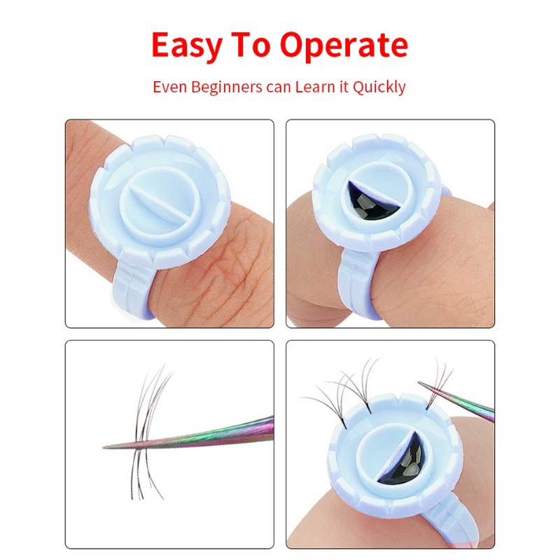 Eyelash Extension Double Lash - 100 Pcs Disposable Eyelash Glue Ring