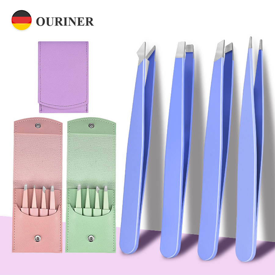 Eyelash Extension Remover - 4Pcs Eyebrow Tweezers Hair Removal Stainless