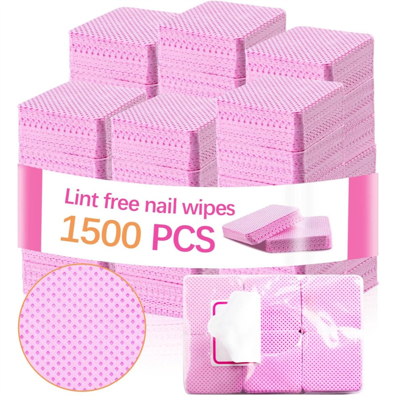 Eyelash Extension Remover - 1500 Pcs Lint Free Nail Wipes