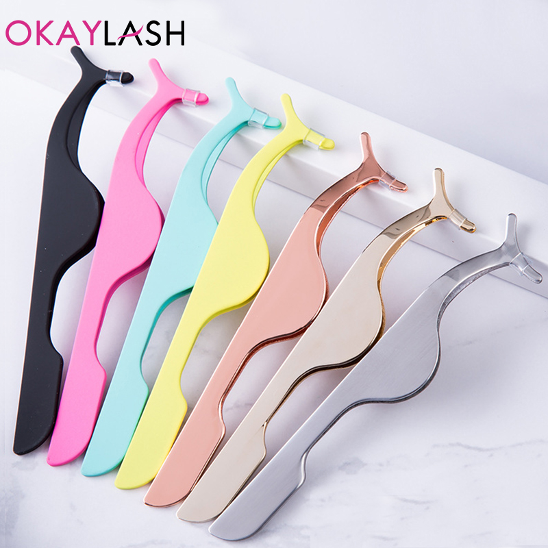 Eyelash Extension Logo - OKAYLASH Stainless Gold False Eyelash Tweezers