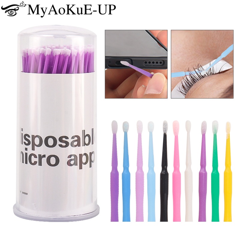 100pcs Disposable Eyelash Brus - Micro Brush Applicator 评论和价格