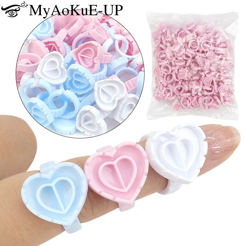 100Pcs Disposable Glue Ring Ho - Eyelash Extension Double Lash 评论和价格