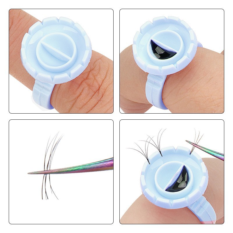 100Pcs Disposable Glue Ring Ho - Eyelash Extension Double Lash 评论和价格