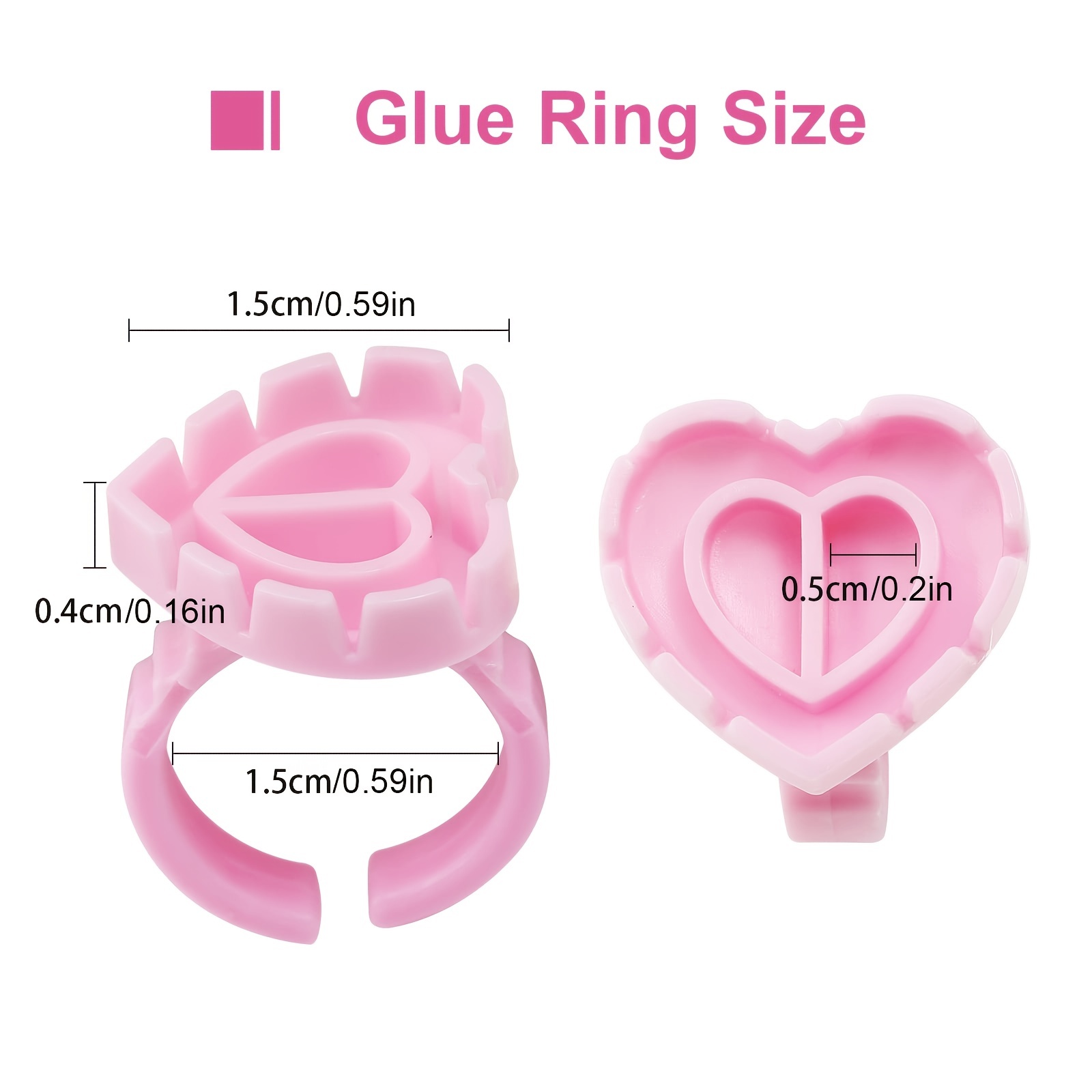 100PCSHeart Eyelash Glue Rings - Eyelash Extension Double Lash 评论和价格